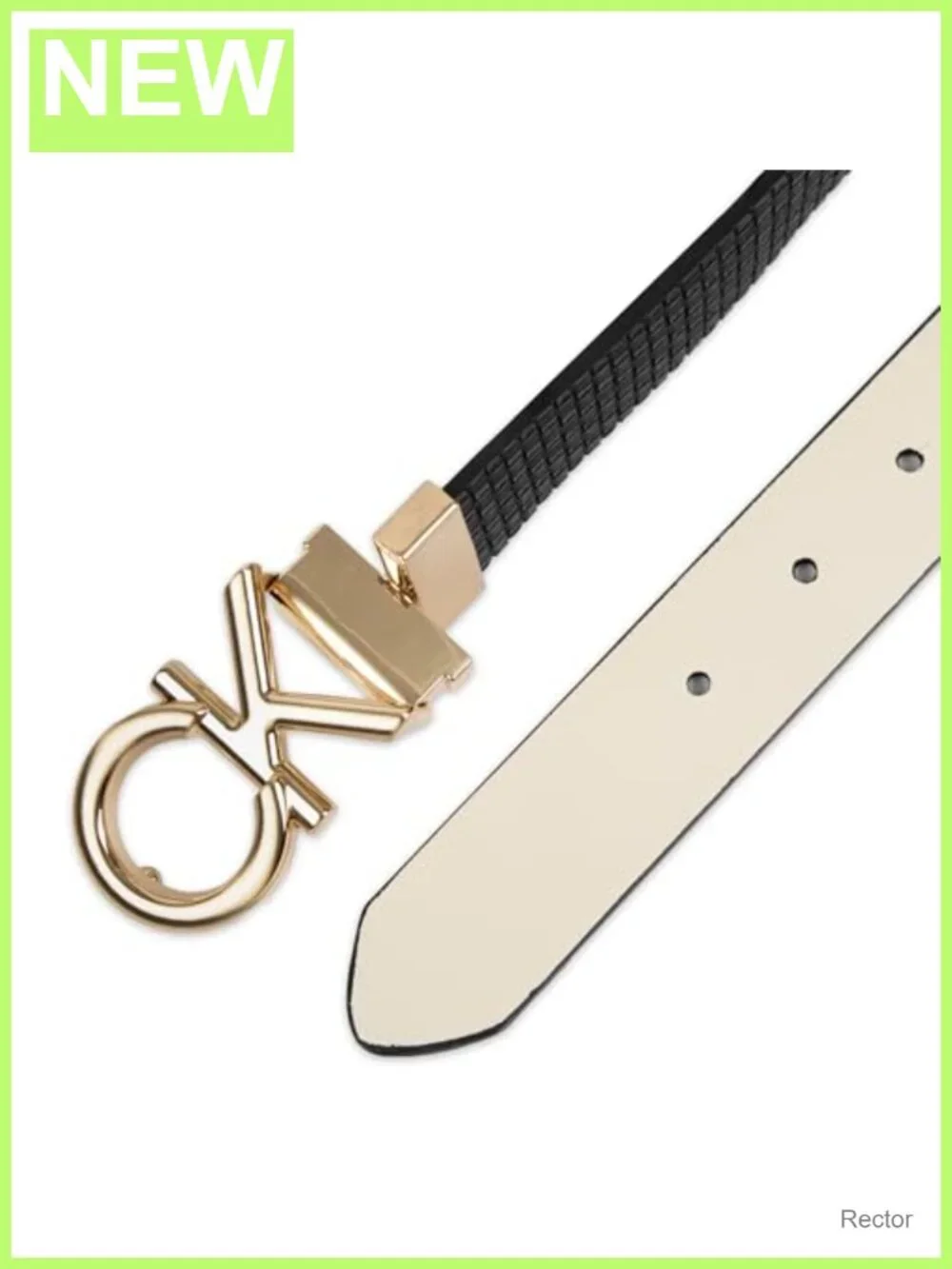 Reversible CK Monogram Plaque Buckle Dress Belt for Women